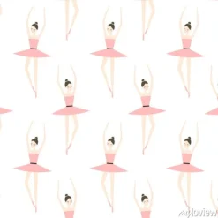 Tapeta: Cute ballerina w różowy tutu bez szwu deseń na białym tle. balet