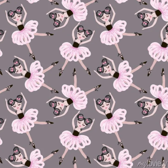 Tapeta: Cute dancing ballerina dziewczynki w różowy tutus. wektor bez