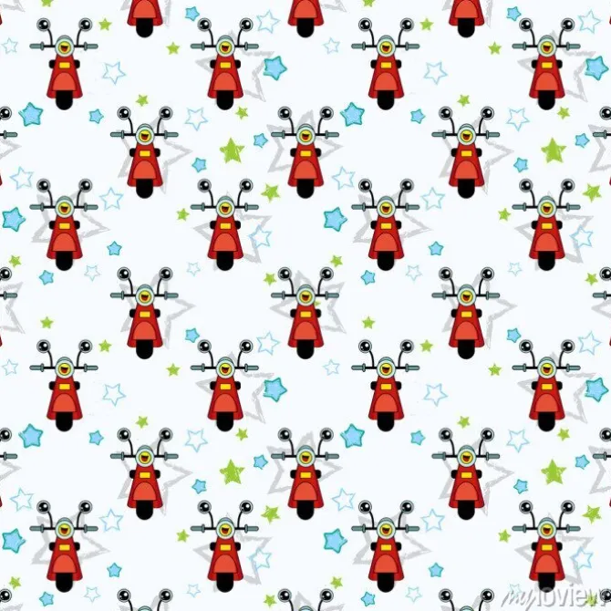 Tapeta: Cute dla dzieci wzór dla dziewcząt i chłopców. kolorowe motocykl,