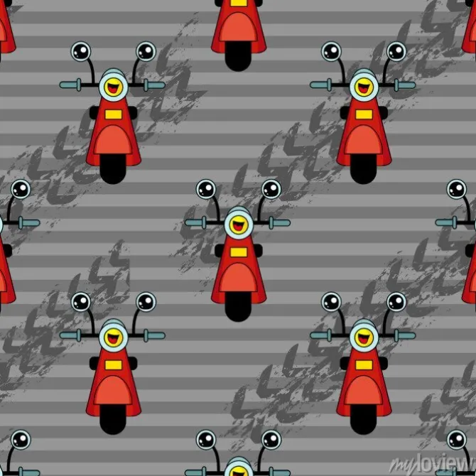 Tapeta: Cute dla dzieci wzór dla dziewcząt i chłopców. kolorowe motocykl,