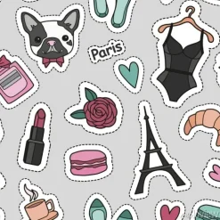 Tapeta: Cute mody bezszwowych wzór z poprawki odznaki: serca, wieża eiffla,