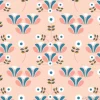 Tapeta: Cute pink flowers in a retro pattern design