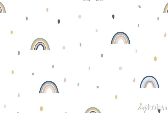 Tapeta: Cute rainbow wallpaper design for kids room, pastel tones, soft