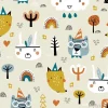 Tapeta: Cute seamless childish pattern with animals in forest . vector