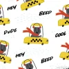 Tapeta: Cute seamless pattern with funny bear taxi driver. perfect for