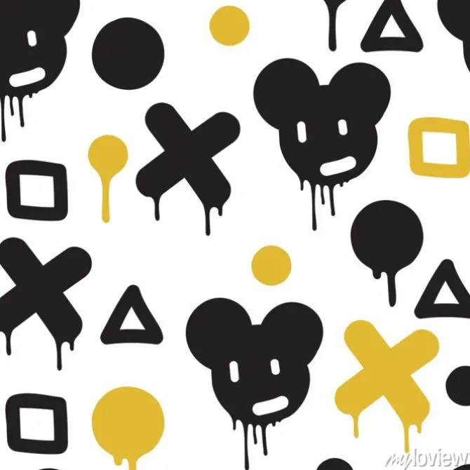 Tapeta: Czarne i żółte napisy graffiti