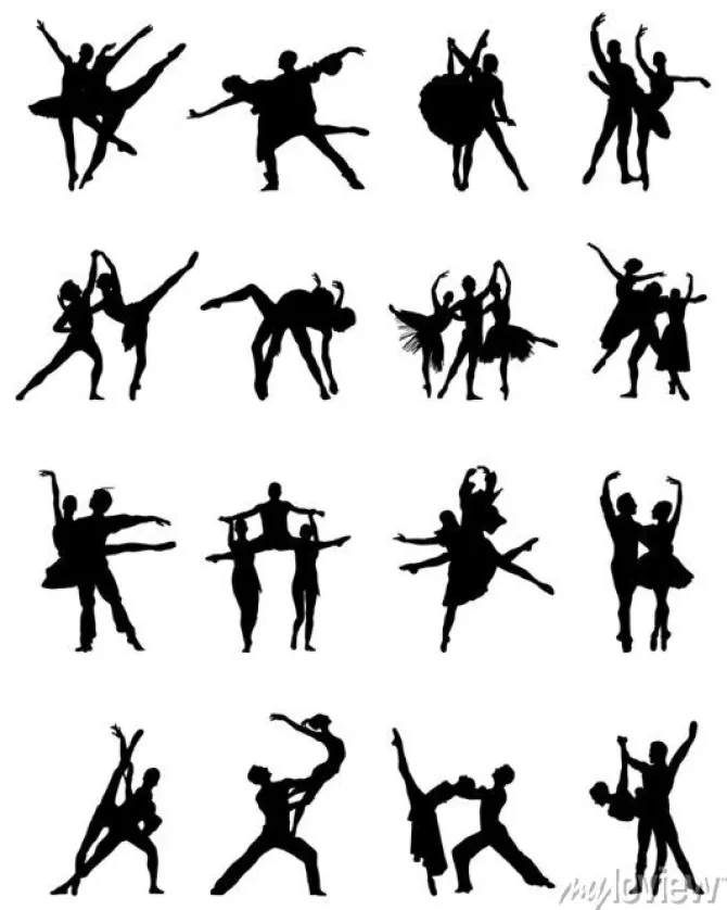 Tapeta: Czarne sylwetki baleriny na białym tle