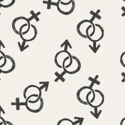 Tapeta: Czarne znaki męskie i żeńskie na białym tle