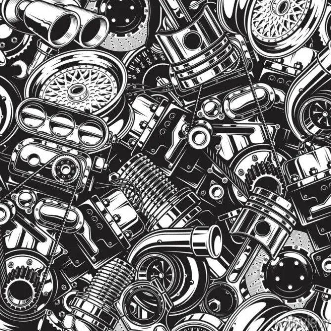 Tapeta: Czarno-białe elementy samochodowe