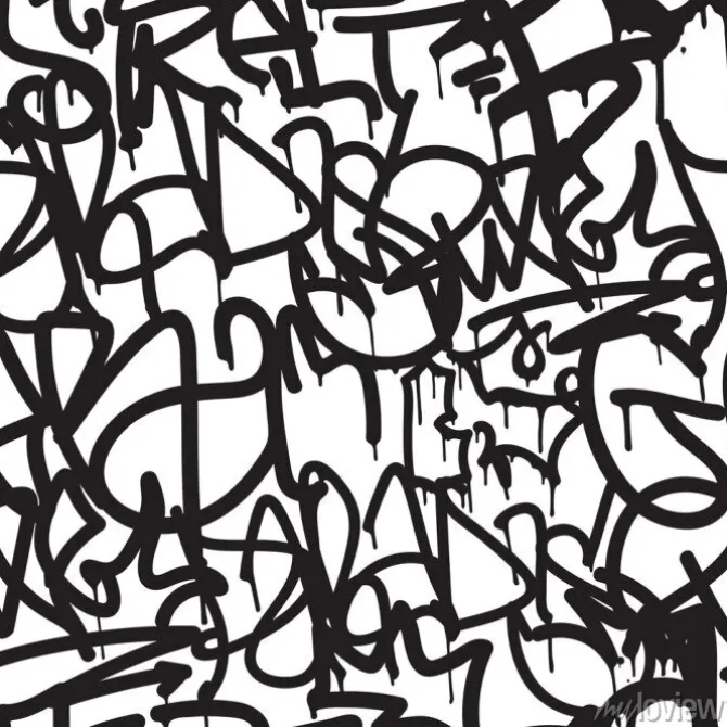 Tapeta: Czarno-białe napisy graffiti