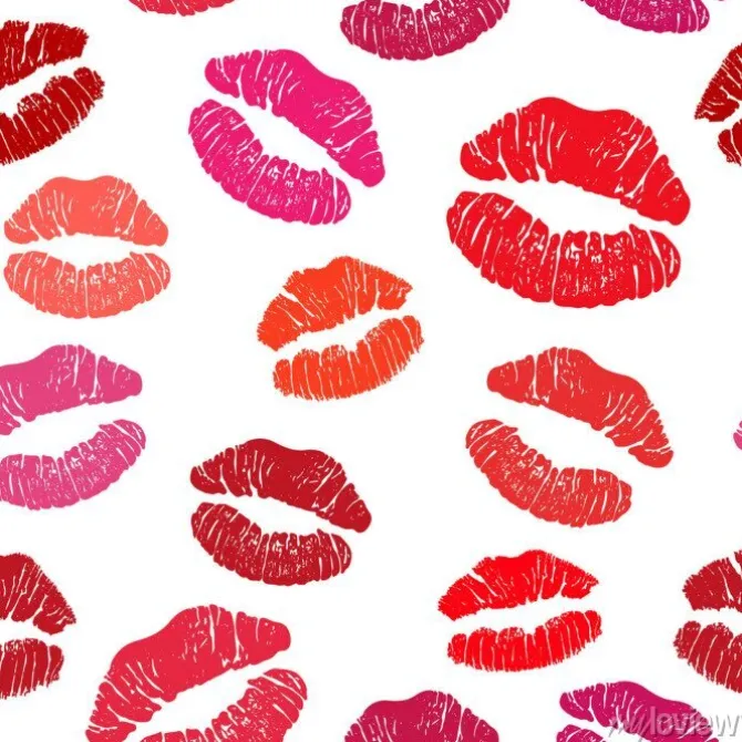 Tapeta: Czerwona szminka kiss bez szwu wzór