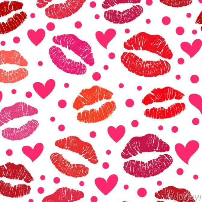 Tapeta: Czerwona szminka pocałunek szwu wzór