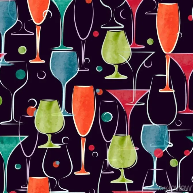 Tapeta: Czerwone niebieskie i zielone kieliszki