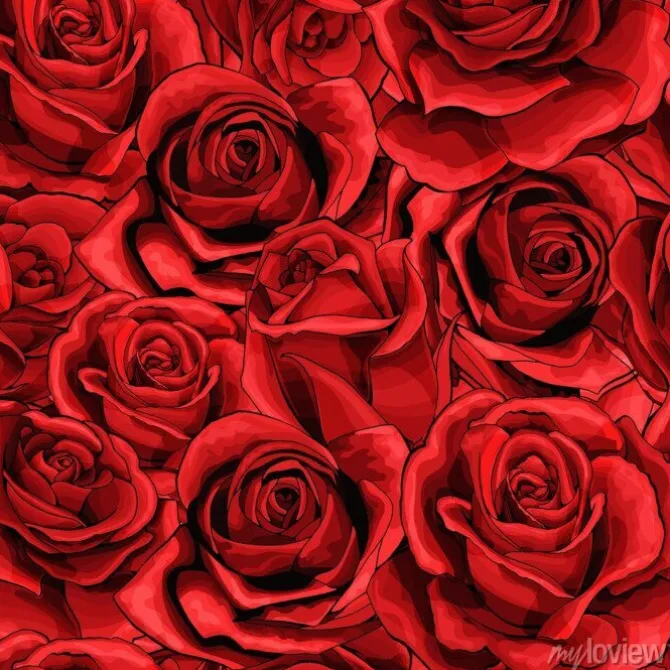 Tapeta: Czerwone róże w stylu rysunkowym