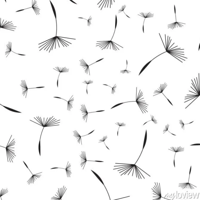 Tapeta: Dandelion bez szwu deseń. kwiatowy wzór dandelions. bez szwu