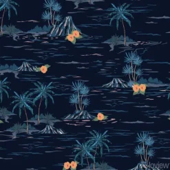 Tapeta: Dark summer night mood seamless island pattern landscape with