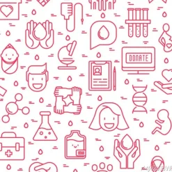 Tapeta: Darowizny krwi bez szwu deseń z cienkich linii ikony i miejsce