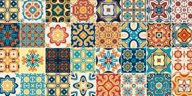 Tapeta: Dekoracyjne portugalskie płytki azulejo