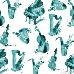 Tapeta: Dekoracyjny akwarela powitalny muzyki bez szwu wzór