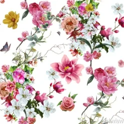 Tapeta: Delikatne kwiaty i gałązki w akwareli