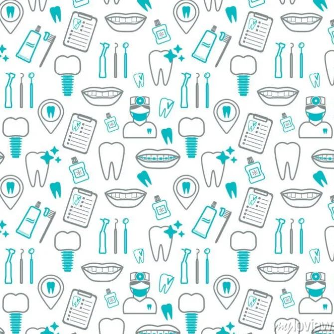 Tapeta: Dental szwu. ikony liniowe. płaska konstrukcja. wektor