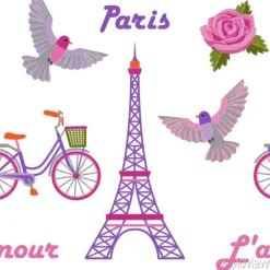 Tapeta: Deseń bez szwu haftu w paryżu