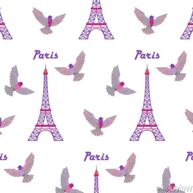 Tapeta: Deseń bez szwu haftu w paryżu