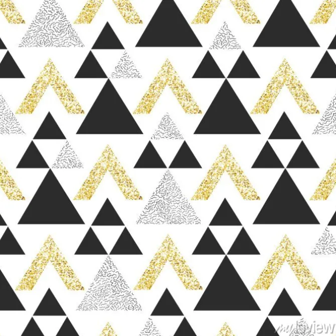 Tapeta: Deseń w trójkąty z brokatowymi elementami