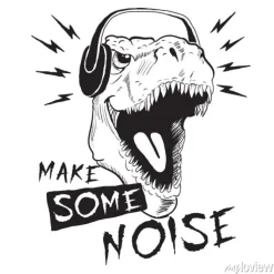 Tapeta: Dinozaur tyrannosaur w słuchawkach