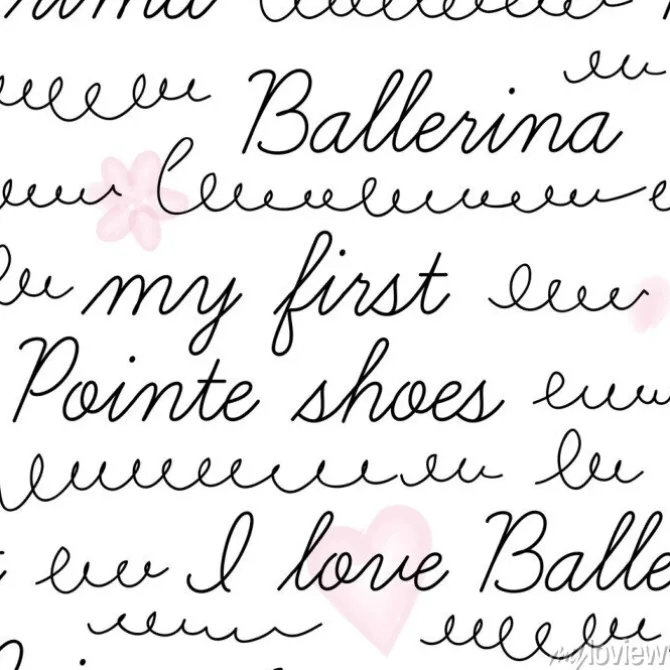 Tapeta: Doodle calligraphic vector seamless background. simple cute ballet