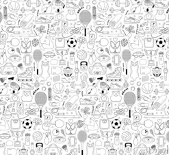 Tapeta: Doodle elementy sportowe. ilustracji wektorowych