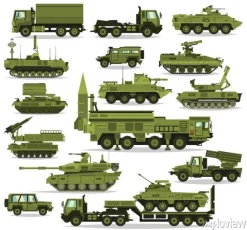 Tapeta: Duży zestaw sprzętu wojskowego. ciężkie, zastrzeżeń i transport