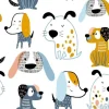 Tapeta: Dziecięcy bezszwowy wzór z śmiesznymi kreatywnie psami. modny