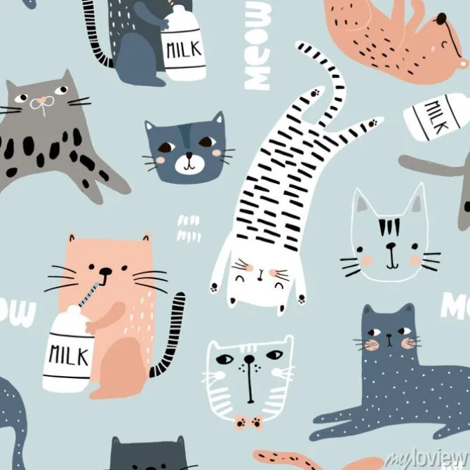 Tapeta: Dziecięcy wzór w kotki