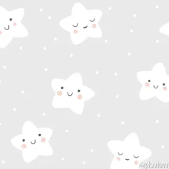 Tapeta: Dziecko bezszwowy wzór z ślicznymi ono uśmiecha się i śpi gwiazdy