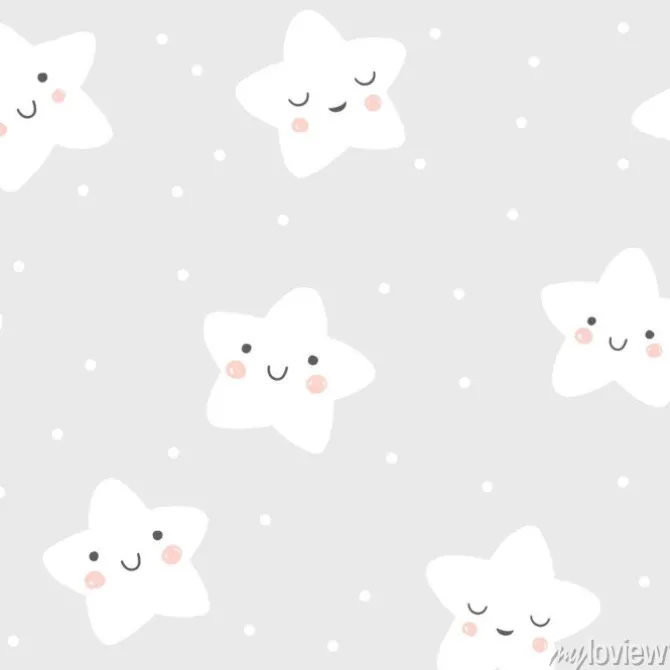 Tapeta: Dziecko bezszwowy wzór z ślicznymi ono uśmiecha się i śpi gwiazdy