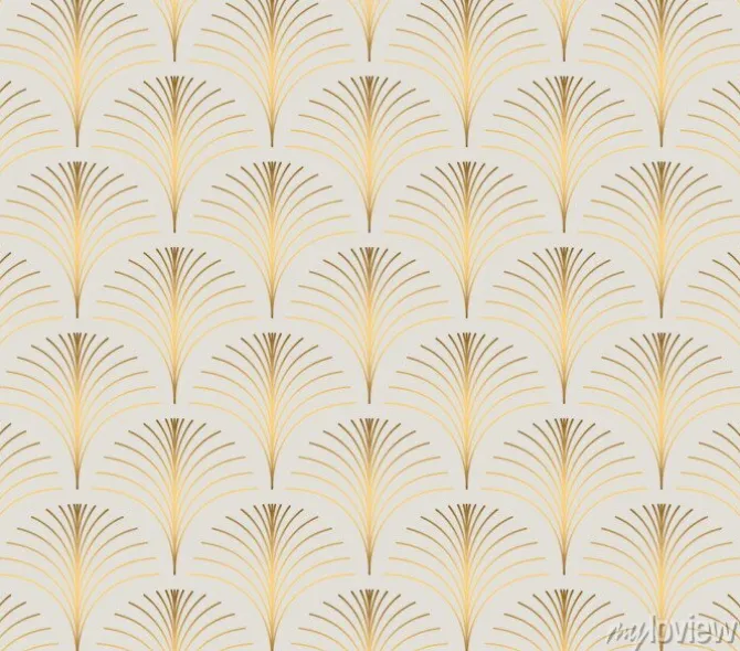 Tapeta: Elegancki deseń ze złotawymi wachlarzami