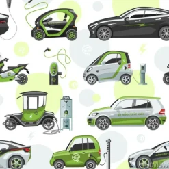 Tapeta: Elektryczny wektorowy samochód z panel słoneczny eco transportu