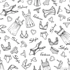 Tapeta: Elementy dawnej kobiecej garderoby w czerni i bieli