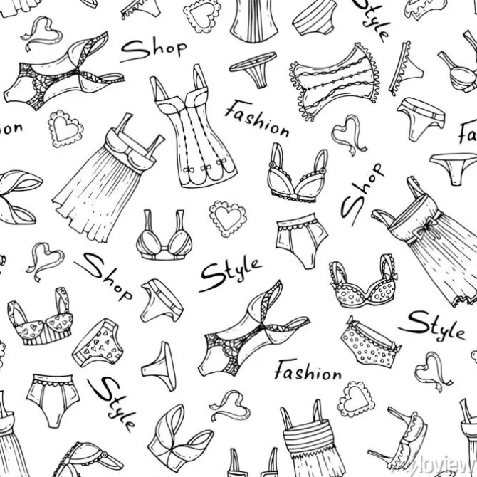 Tapeta: Elementy dawnej kobiecej garderoby w czerni i bieli