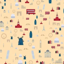 Tapeta: Euro podró? y turystyki projektowej s? ynnego wzorek bezszwowych