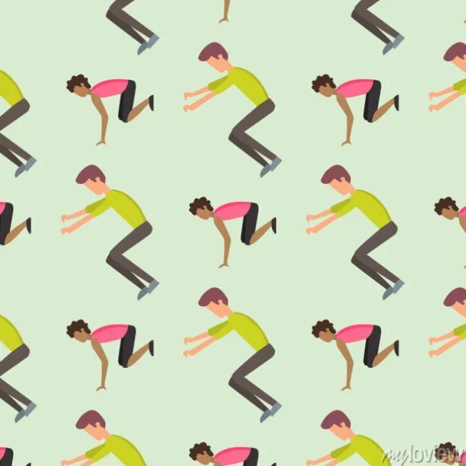 Tapeta: Fitness sport parkour ludzie bezszwowe tło wzór osoba skoków