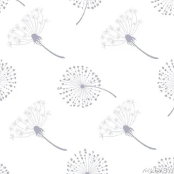 Tapeta: Floral seamless pattern with dandelions, flying dandelion seeds