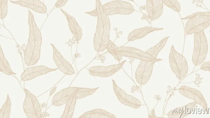 Tapeta: Foliage seamless pattern, eucalyptus leaves and flowers line