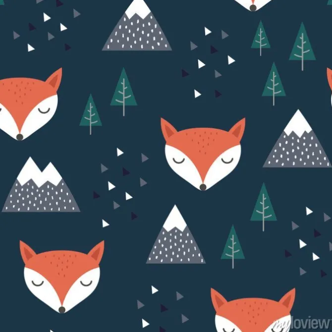 Tapeta: Fox seamless pattern background, scandinavian happy cute fox
