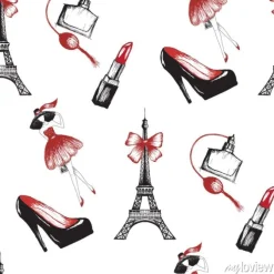 Tapeta: Francuski styl bez szwu deseń ilustracji wektorowych
