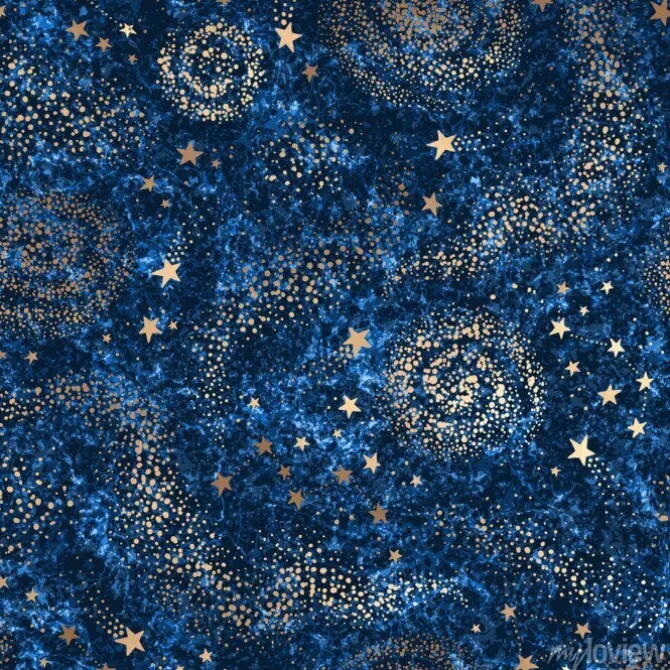Tapeta: Galaxy seamless dark blue textured pattern with gold nebula,