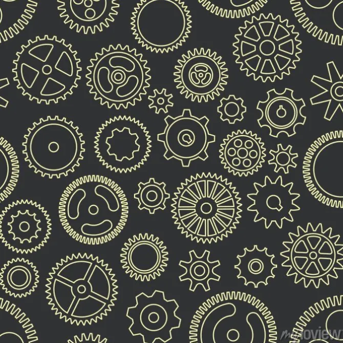 Tapeta: Gear cogwheels dark background. vector seamless pattern