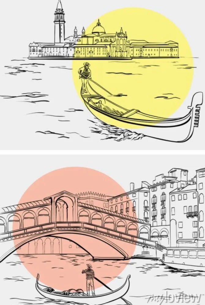 Tapeta: Gondoliers w pobliżu mostu rialto, wyspa lido, wenecja