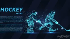 Tapeta: Gra hokejowa składa się z punktów. cząsteczki w postaci hokeja